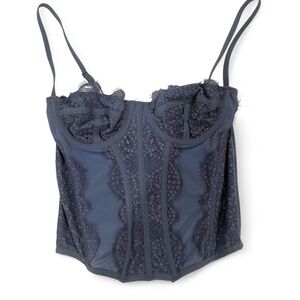 Urban Outfitters Out From Under Slate Blue Lace Corset Top
